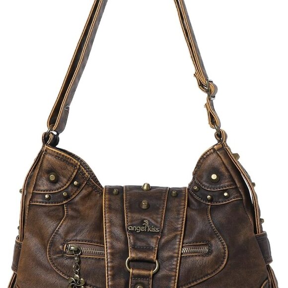 Hobo Bag for Women Studded Vegan Leather Shoulder Purses and Handbags Retro Room - Picture 1 of 6